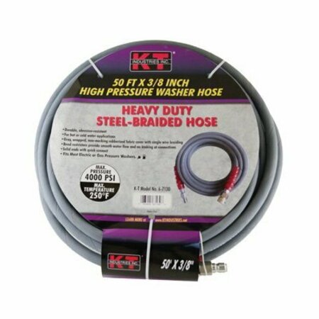 K-T INDUSTRIES High-Pressure Hose, 3/8 in, 50 ft L, Rubber, Black 6-7130